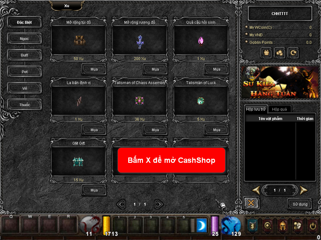 Chức năng chính của Game MU Thái Tử